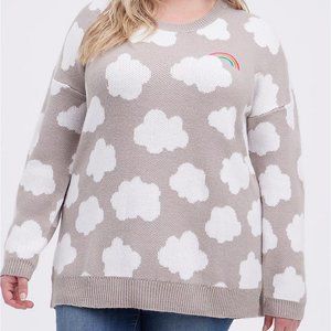 Torrid 1 1x Drop Shoulder Tunic Sweater - Cloud Rainbow Grey